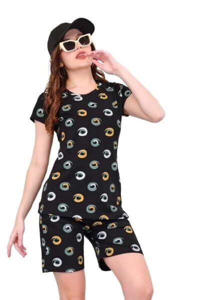 Black Cotton Nightsuit Set for Women - Bhakti Womenswear